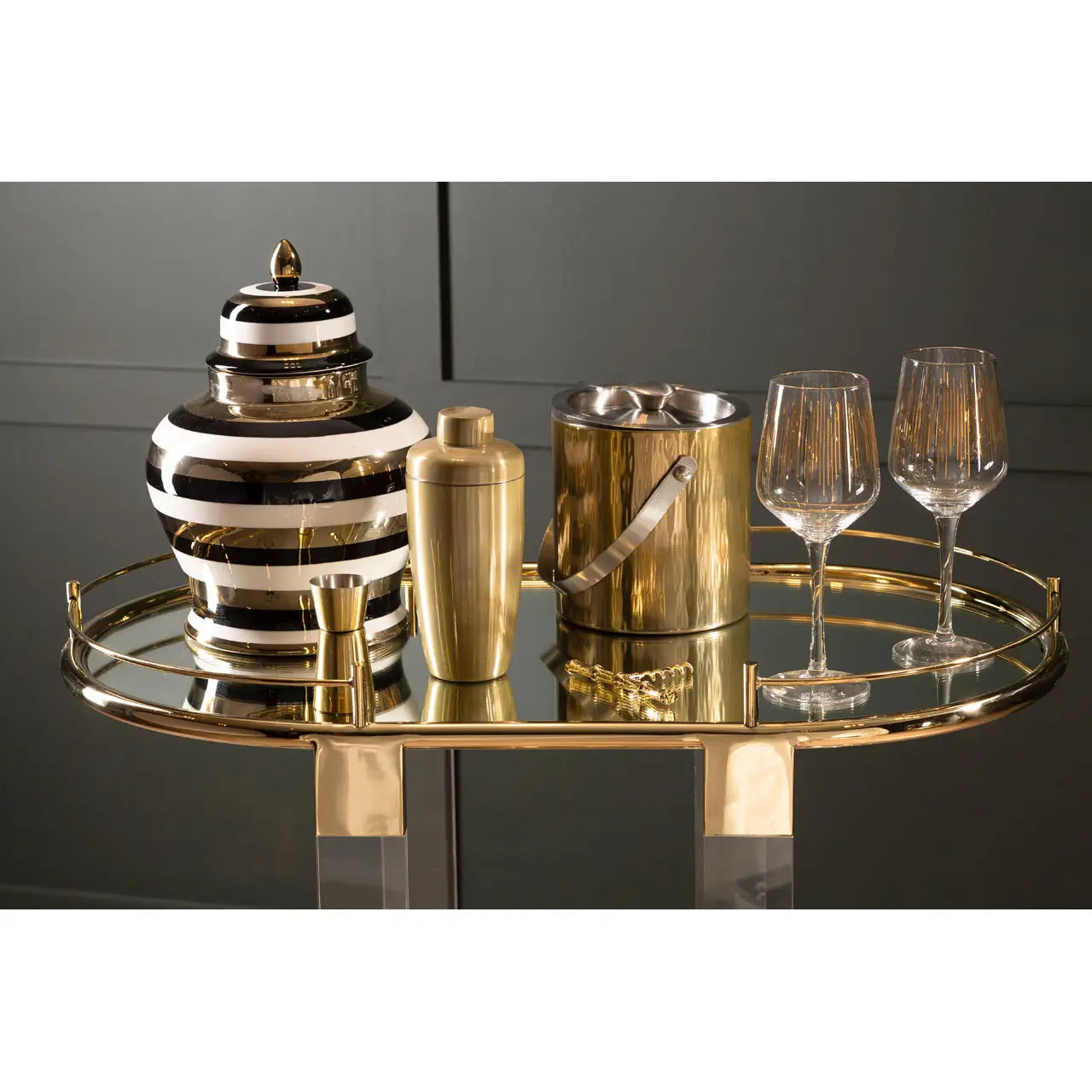 Oria Drinks Trolley With Warm Gold Metallic Frame