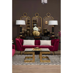 Binky 3 Seat Wine Velvet Sofa