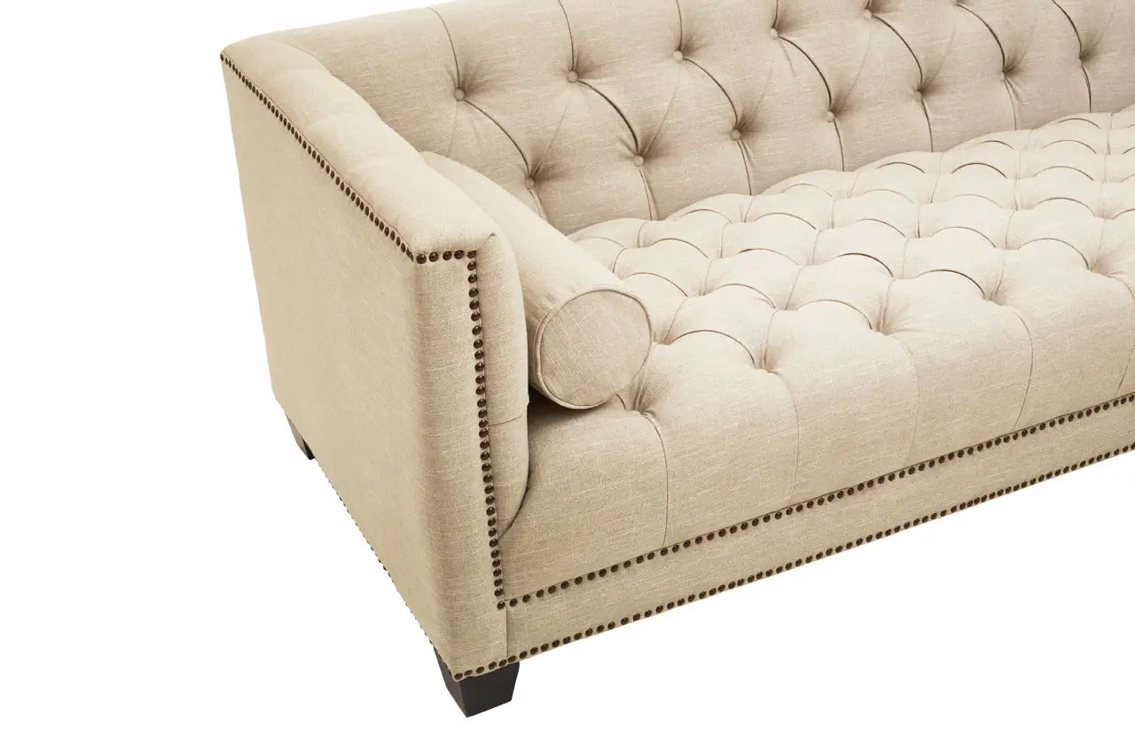 Surina 3 Seat Stone Fabric Sofa