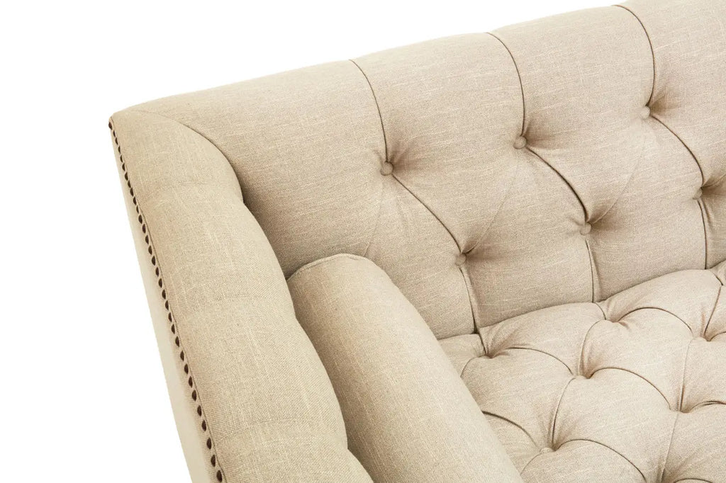 Surina 3 Seat Stone Fabric Sofa