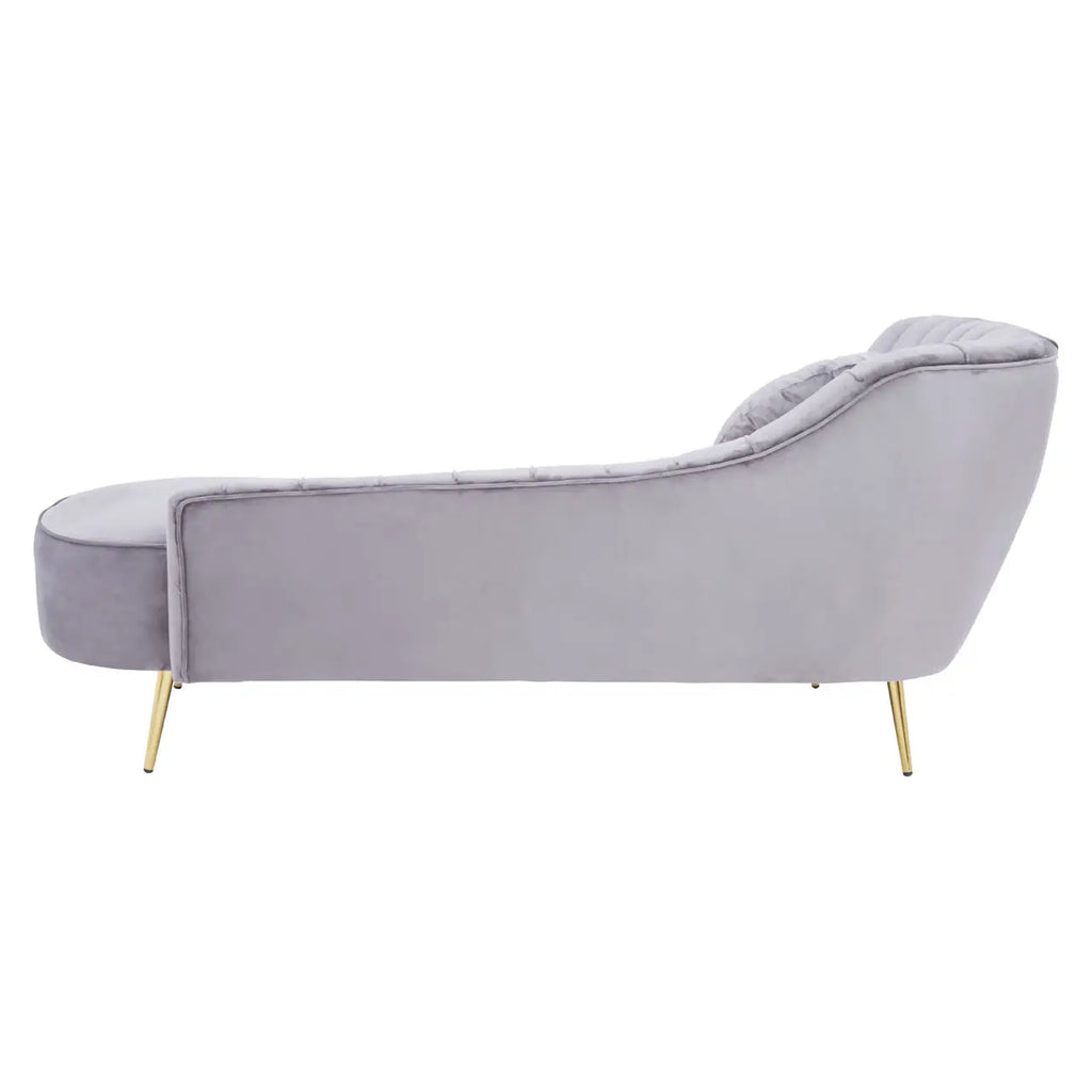 Felizia Grey Left Arm Velvet Chaise