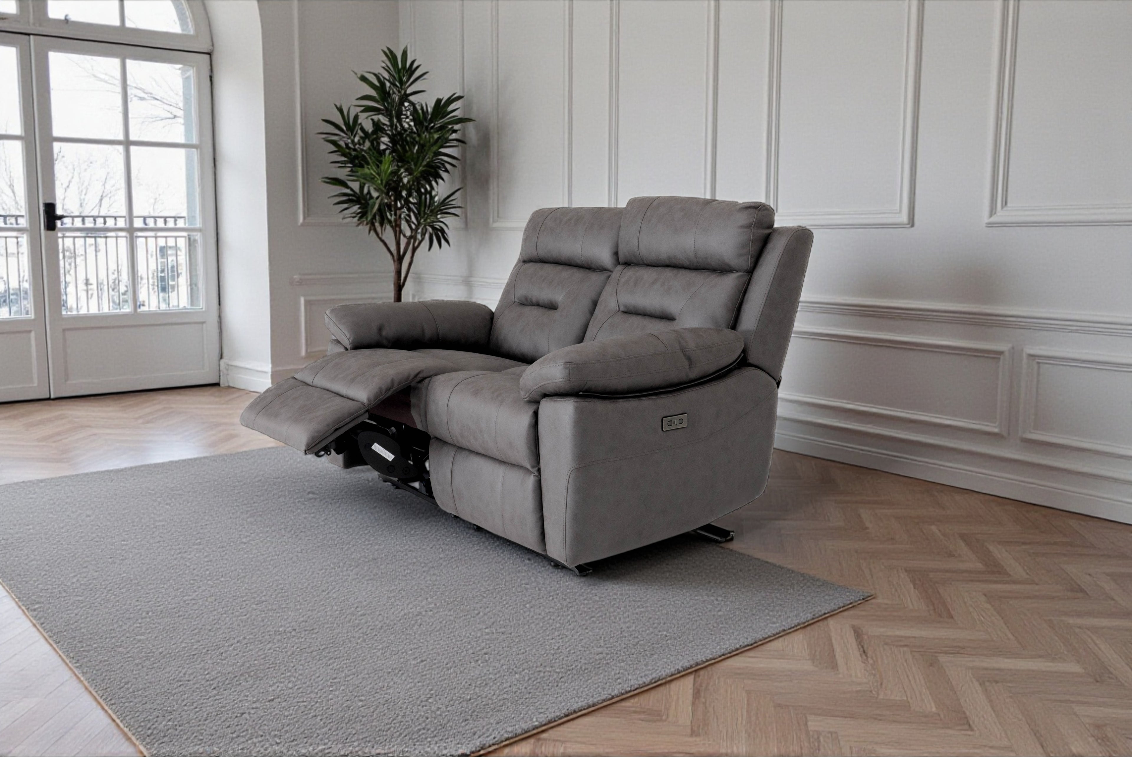 Lucca Inc Lay-Z-Boy Style Fabric Power Recliner 2 Seater Sofa