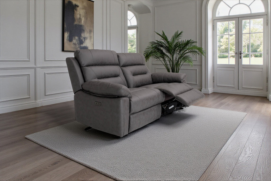 Lucca Inc Lay-Z-Boy Style Fabric Power Recliner 3 Seater Sofa