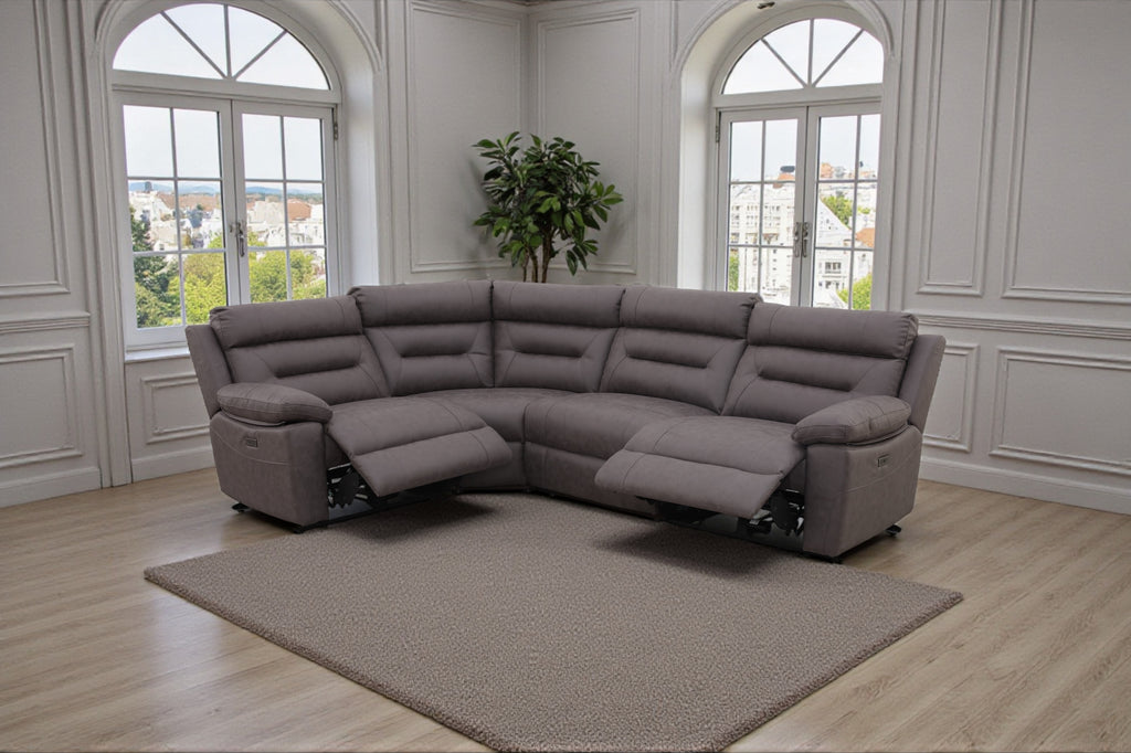 Lucca Inc Lay-Z-Boy Style Fabric Power Recliner Corner Sofa