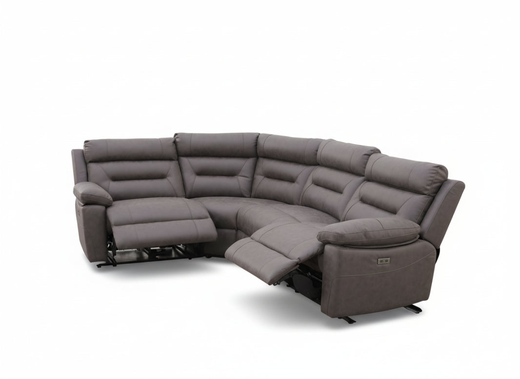 Lucca Inc Lay-Z-Boy Style Fabric Power Recliner Corner Sofa