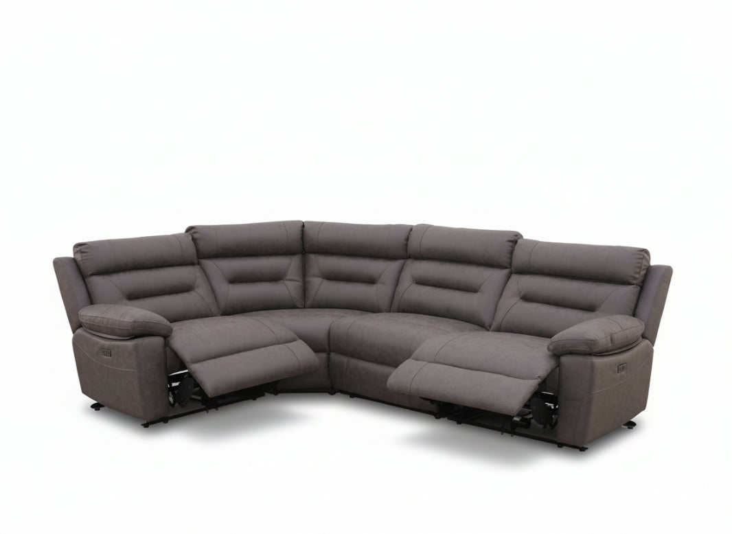 Lucca Inc Lay-Z-Boy Style Fabric Power Recliner Corner Sofa