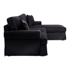 Ralph Three Seat Black Velvet Chaise Sofa
