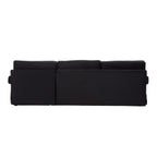 Ralph Three Seat Black Velvet Chaise Sofa