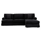 Ralph Three Seat Black Velvet Chaise Sofa