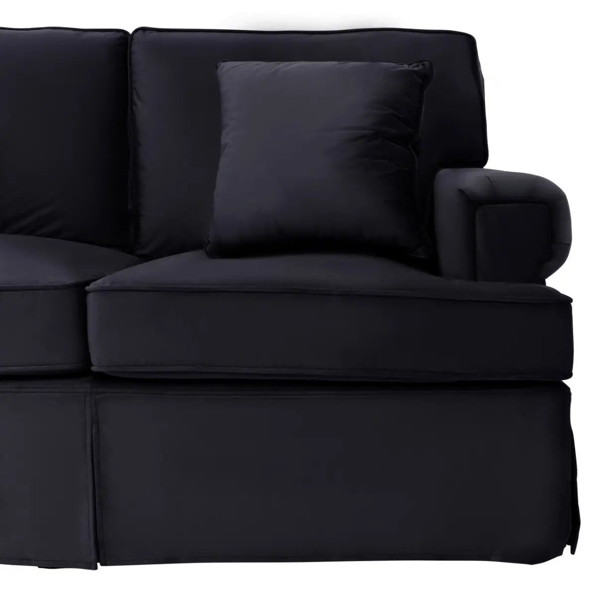 Ralph Three Seat Black Velvet Chaise Sofa