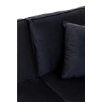 Ralph Three Seat Black Velvet Chaise Sofa
