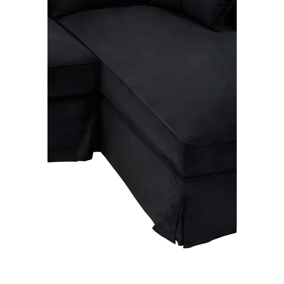 Ralph Three Seat Black Velvet Chaise Sofa