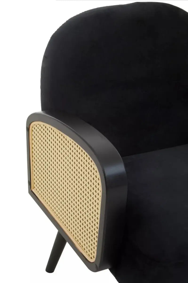 Hala Black Velvet Armchair