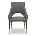 Gilden Grey Leather Effect Dining Chair with Gold Tip Legs