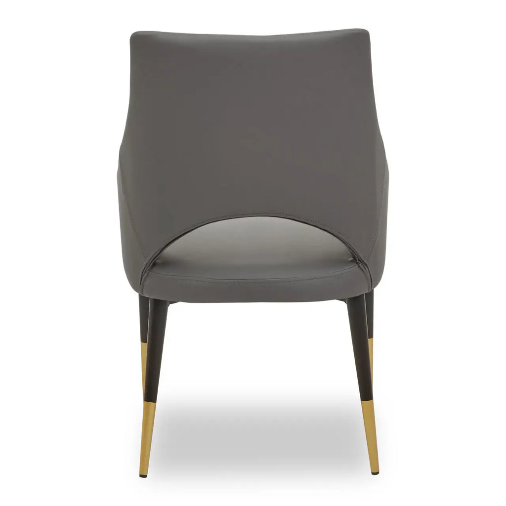 Gilden Grey Leather Effect Dining Chair with Gold Tip Legs