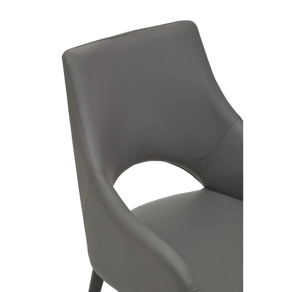Gilden Grey Leather Effect Dining Chair with Gold Tip Legs