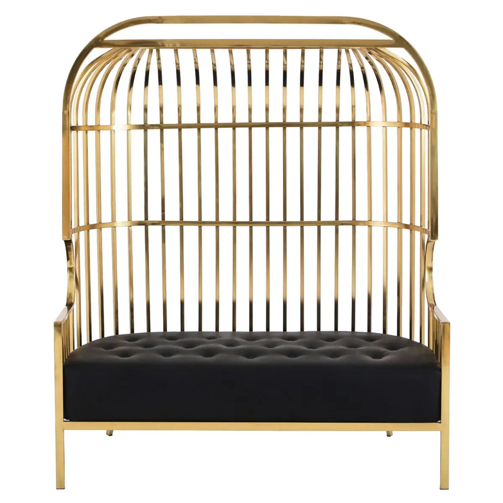 Eliza Two Seat Dome Cage Gold Finish Sofa