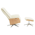 Warrington Ivory Leather Effect Recliner And Footstool
