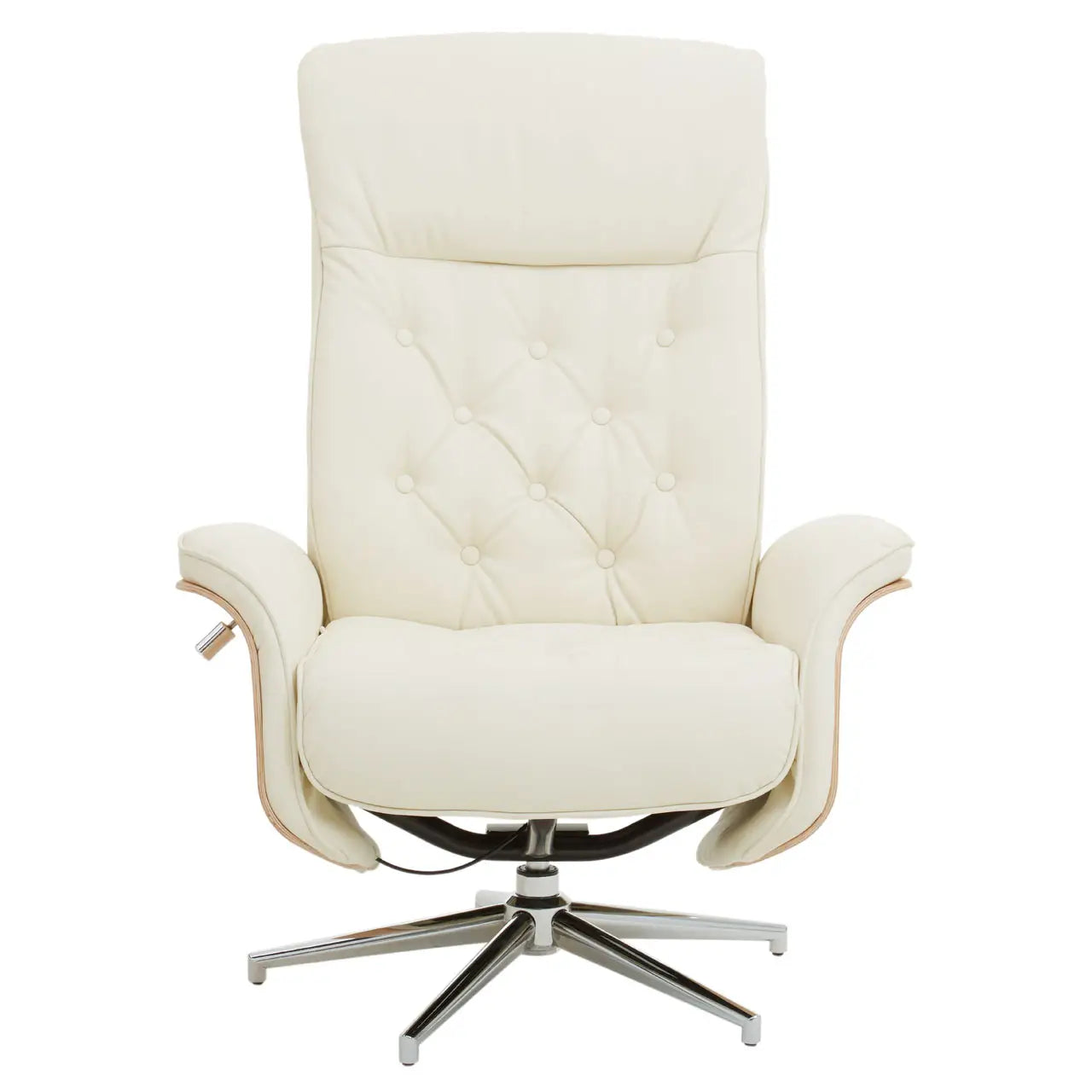 Warrington Ivory Leather Effect Recliner And Footstool
