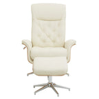 Warrington Ivory Leather Effect Recliner And Footstool