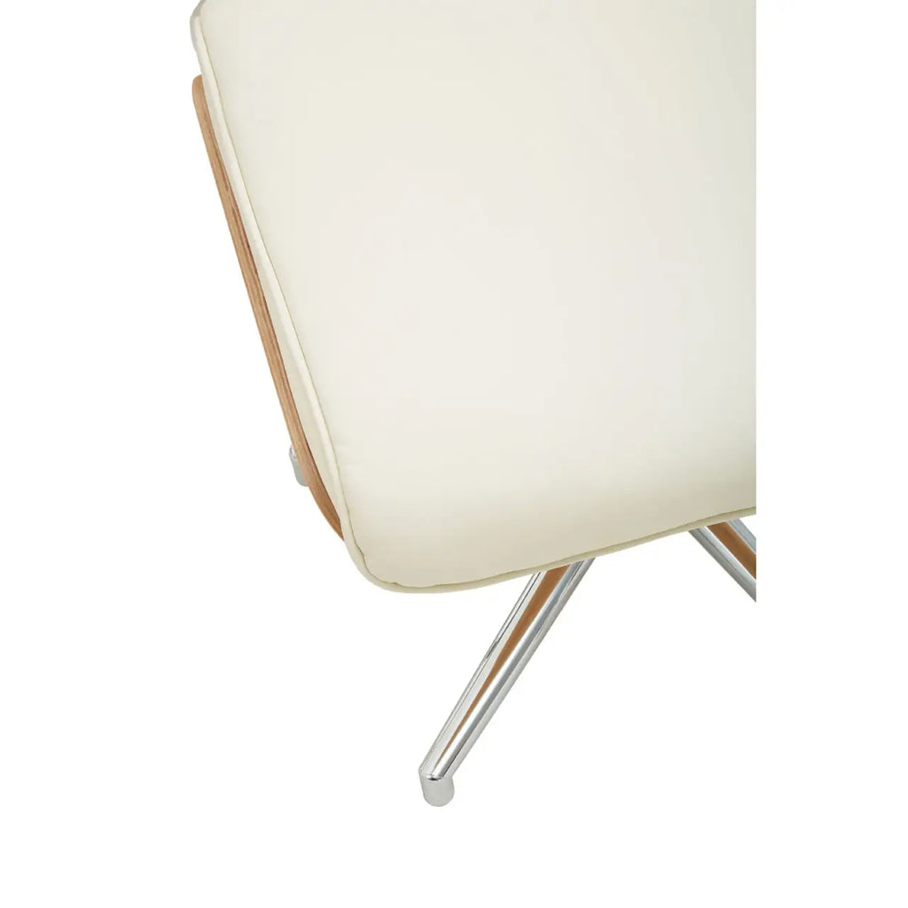 Warrington Ivory Leather Effect Recliner And Footstool