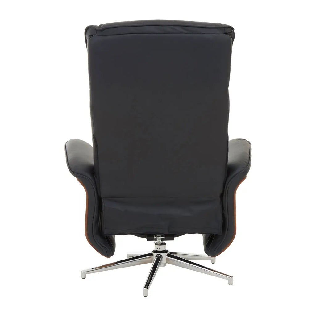 Warrington Black Leather Effect Recliner And Footstool