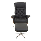 Warrington Black Leather Effect Recliner And Footstool
