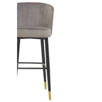 Vieste Grey Velvet Bar Chair