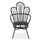 Java Black Natural Rattan And Black Metal Scalloped Back Chair