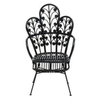 Java Black Natural Rattan Scalloped Back Chair