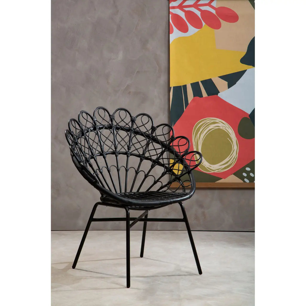 Java Black Natural Rattan Peacock Chair