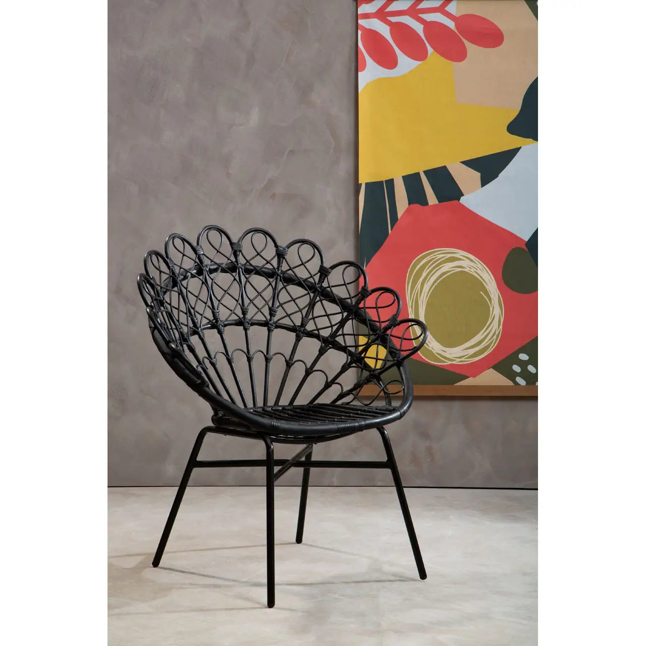 Java Black Natural Rattan Peacock Chair