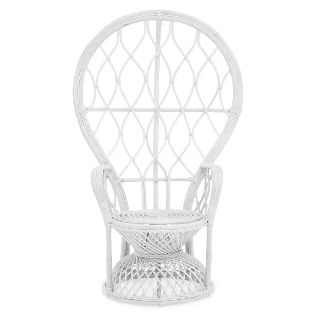 Java Grey And White Natural Rattan Curved Chair