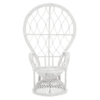 Java Grey And White Natural Rattan Curved Chair