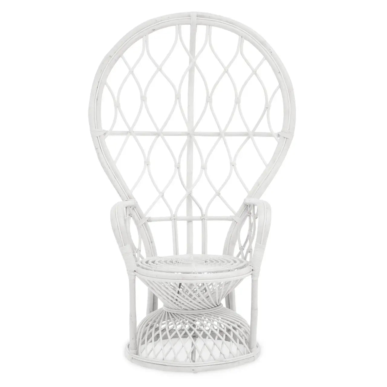 Java Grey And White Natural Rattan Curved Chair