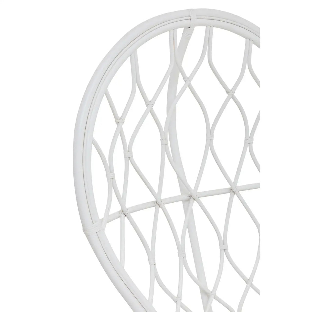 Java Grey And White Natural Rattan Curved Chair
