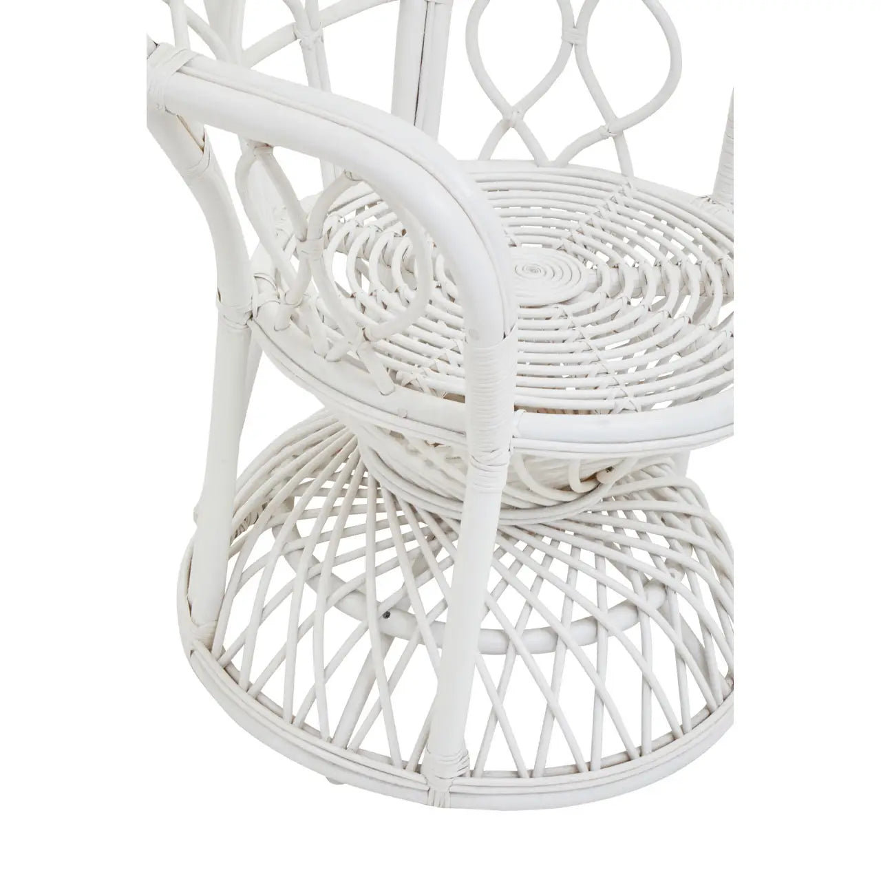 Java Grey And White Natural Rattan Curved Chair