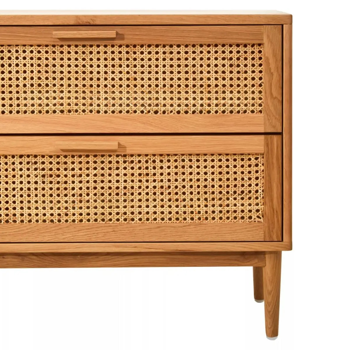 Lyon Rattan and Oak Wood Two Drawer Chest