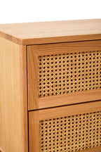 Lyon Rattan and Oak Wood Two Drawer Chest