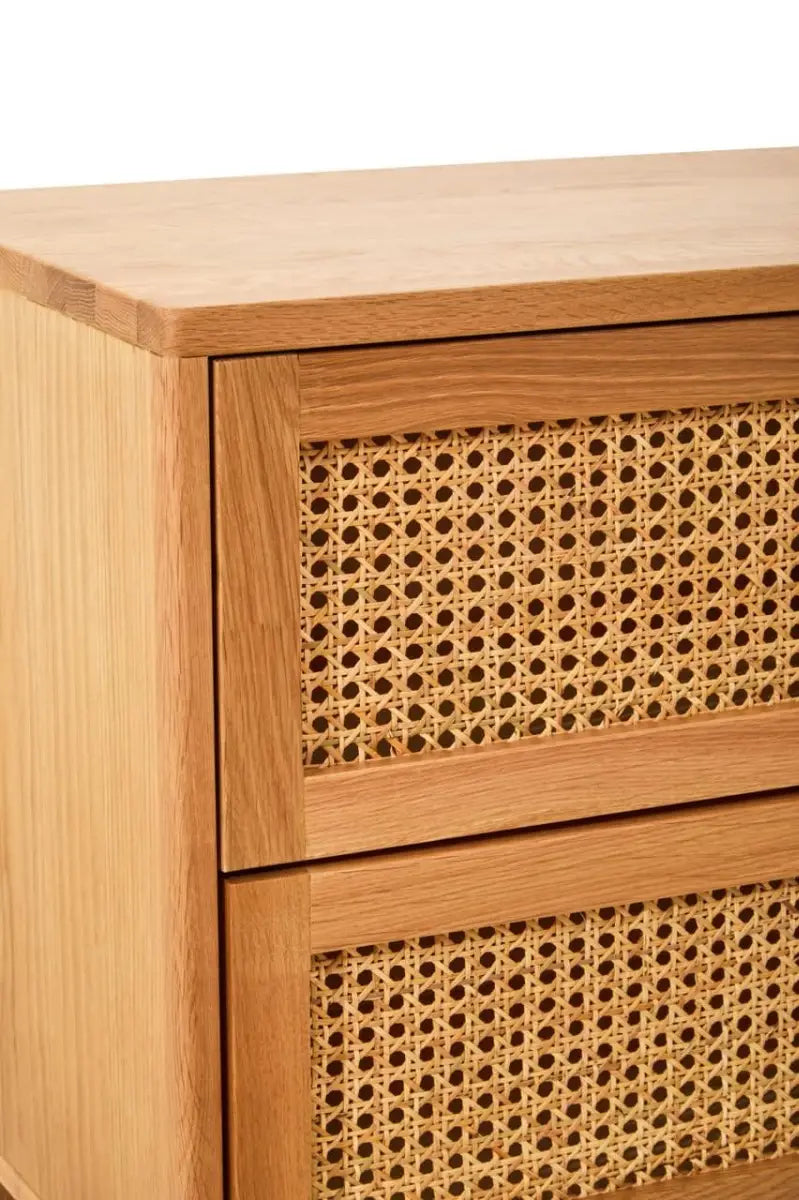 Lyon Rattan and Oak Wood Two Drawer Chest