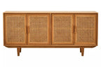 Lyon 4 Door Natural Rattan And Oak Sideboard