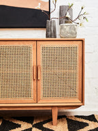 Lyon 4 Door Natural Rattan And Oak Sideboard