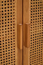 Lyon 4 Door Natural Rattan And Oak Sideboard