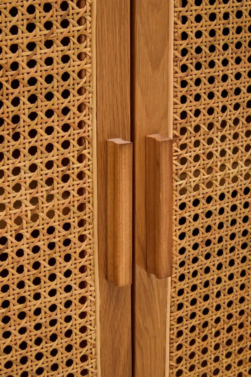 Lyon 4 Door Natural Rattan And Oak Sideboard