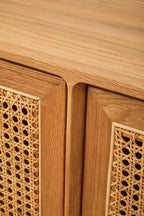 Lyon 4 Door Natural Rattan And Oak Sideboard