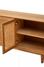 Lyon 4 Door Natural Rattan And Oak Sideboard