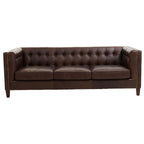 King Three Seater Tufted Back Leather Sofa