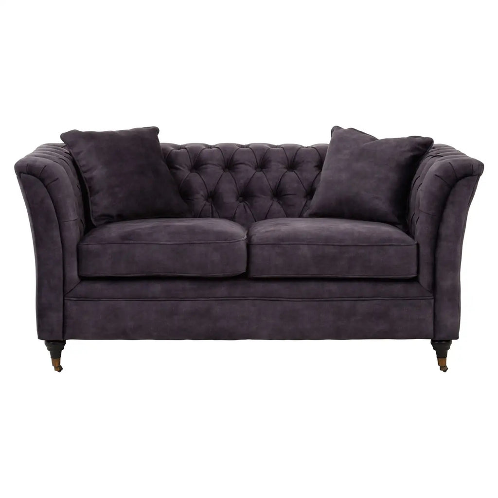 Sabrina Two Seat Grey Velvet Sofa