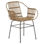 Java Natural Rattan With Black Metal Armchair Chair