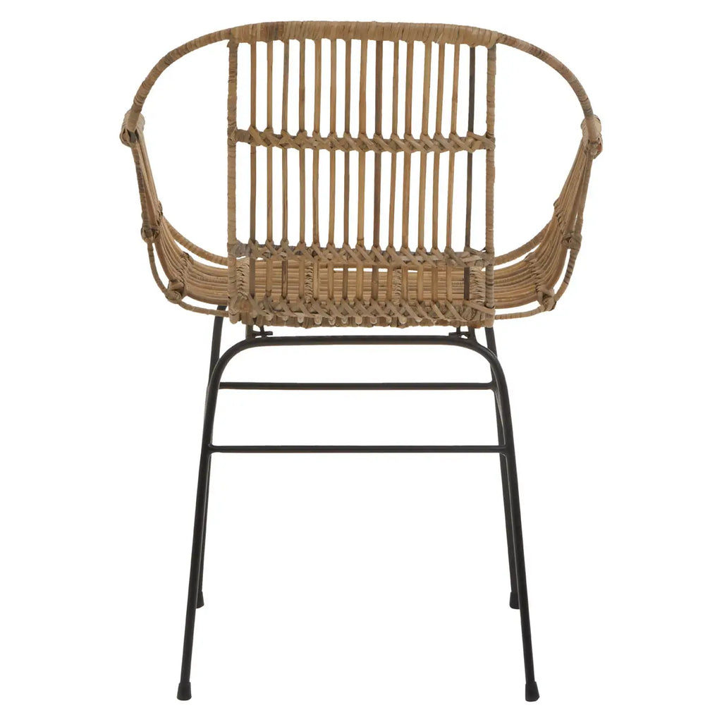 Java Natural Rattan With Black Metal Armchair Chair